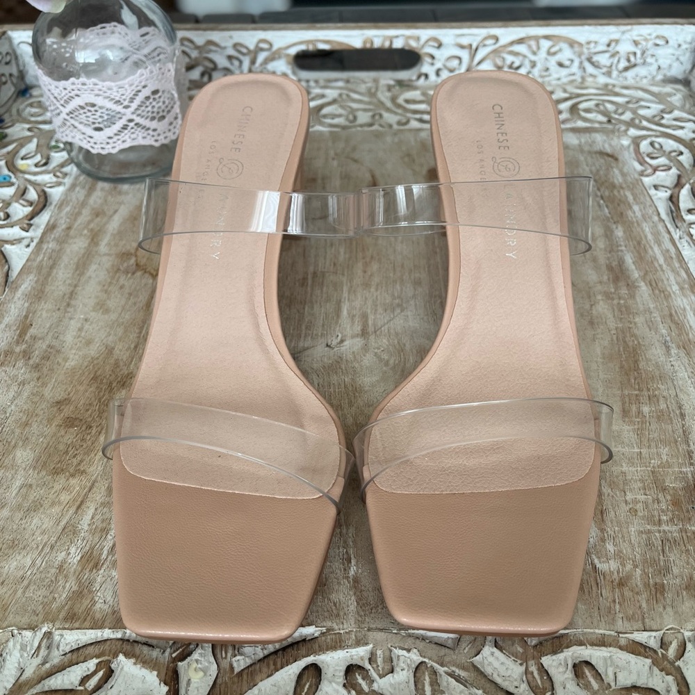 Chinese Laundry Clear Strap 3" Slide Sandal Size 8.5